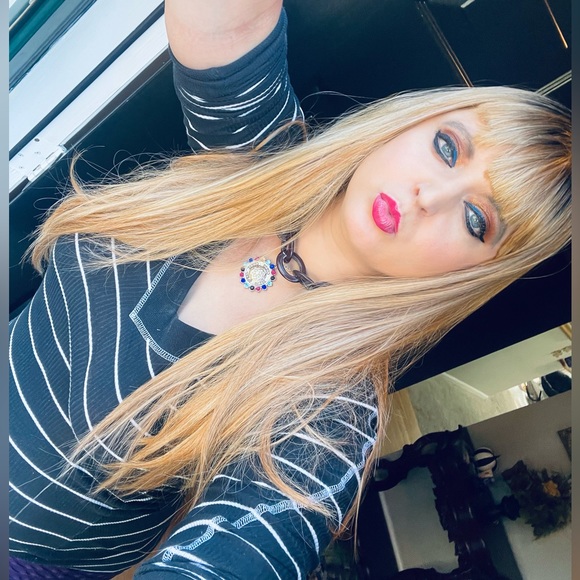 Long straight ombré wig with bangs 100% human hair BLEND must have ❤️ - Picture 8 of 15